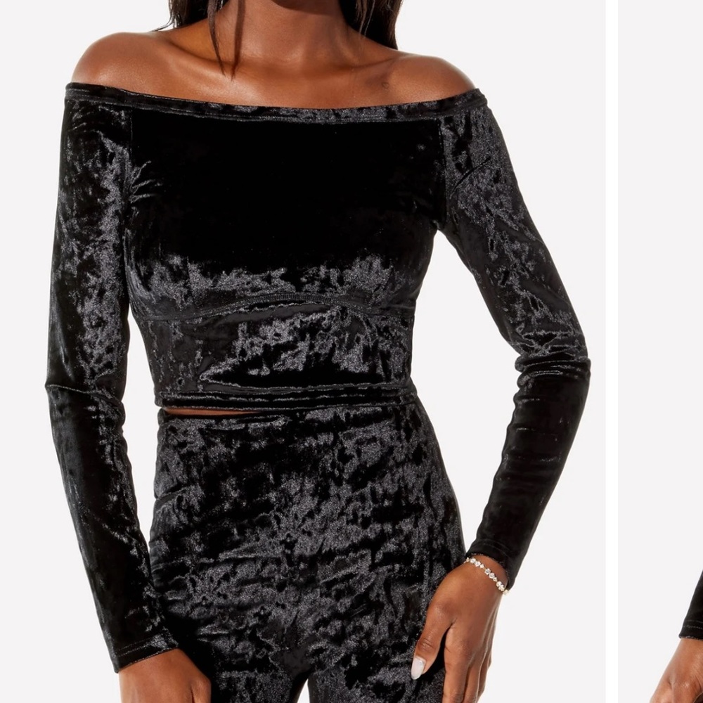 New With Tags Yitty Plusshy Shaping Crop Top Black Size Small Crushed Velvet